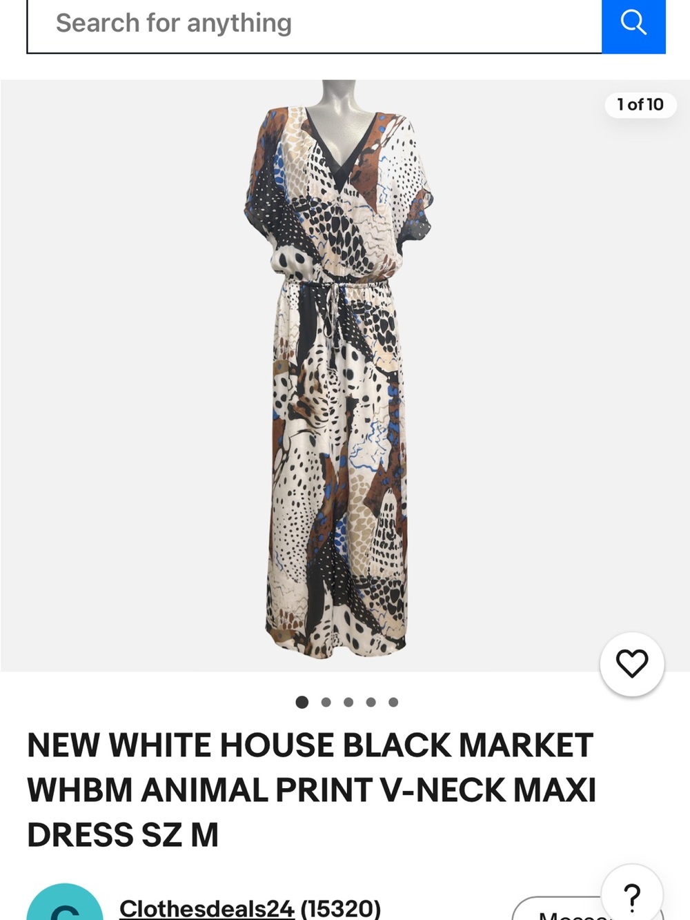 White House black market Animal Print V-Neck Maxi Dress in Cream, Black & Brown - Picture 5 of 13